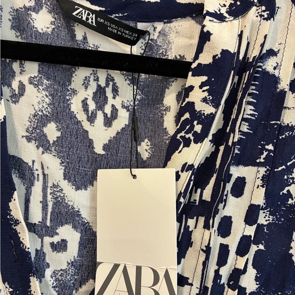 Zara boho navy and white flowy dress size XS NWT - Picture 4 of 4